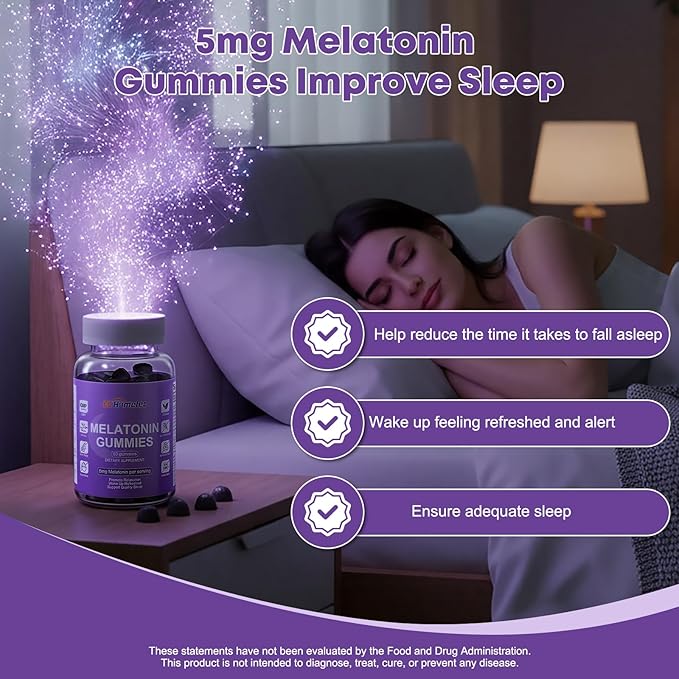 Melatonin 5mg Gummies for Adults – High Potency Fast-Acting Sleep Aid, Sugar-Free Natural Non-Addictive Sleep Support for Falling Asleep Faster & Jet Lag, Mulberry Flavor, 60 Count