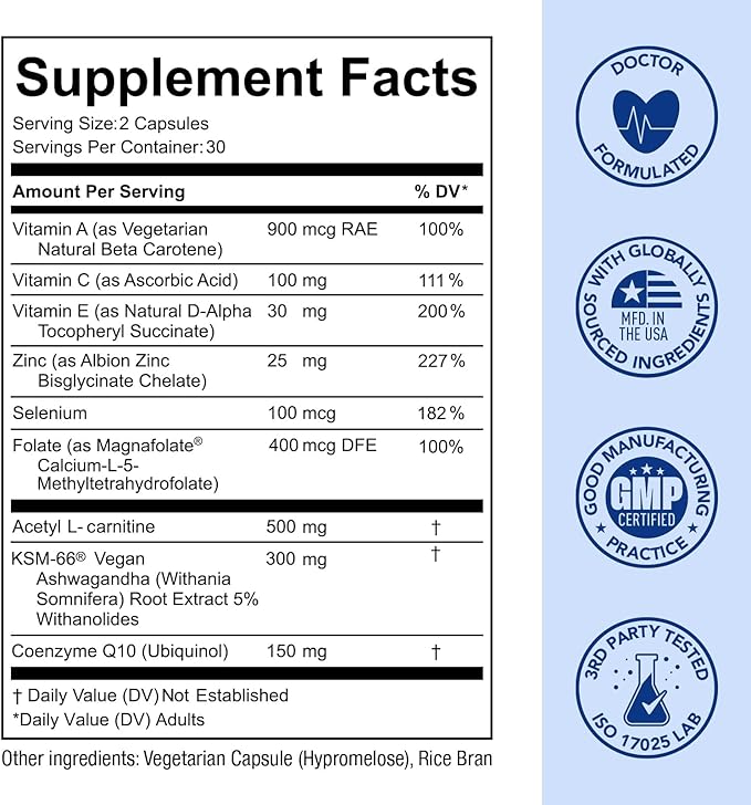 Premom Male Sperm Fortify Capsules - Male Fertility Supplements for Men - Prenatal Vitamins for Women Bundle – Conception for Her Multivitamin – 120 Count