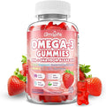 Vegan Omega 3 Gummies 1000mg + CoQ10 + Magnesium - w/Algae EPA 600mg & DHA 400mg, Fish Oil Omega-3 Supplements Alternative for Adults, for Brain, Eye, Immune Health, Strawberry Flavor, 60 Count