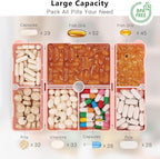 FYY Daily Pill Organizer,7 Compartments Portable Travel Pill Case [Folding Design] Pill Box for Purse Pocket to Hold Vitamins,Cod Liver Oil,Supplements and Medication-Rosegold