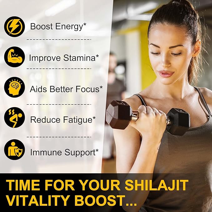 Shilajit Gummies, 3000mg Himalayan Shilajit Gold Gummies with Ashwagandha,Black Musli, Gokshura for Men & Women, Non-GMO & Gelatin Free, 60-Count