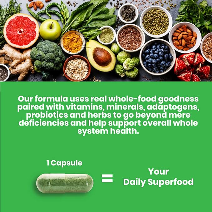 Paradise Herbs Earth's Blend Once Daily Multivitamin, No Iron, 48 Organic Superfoods, Probiotics, Antioxidants, Vitamins A, B12, C, D, K2, 30 Count