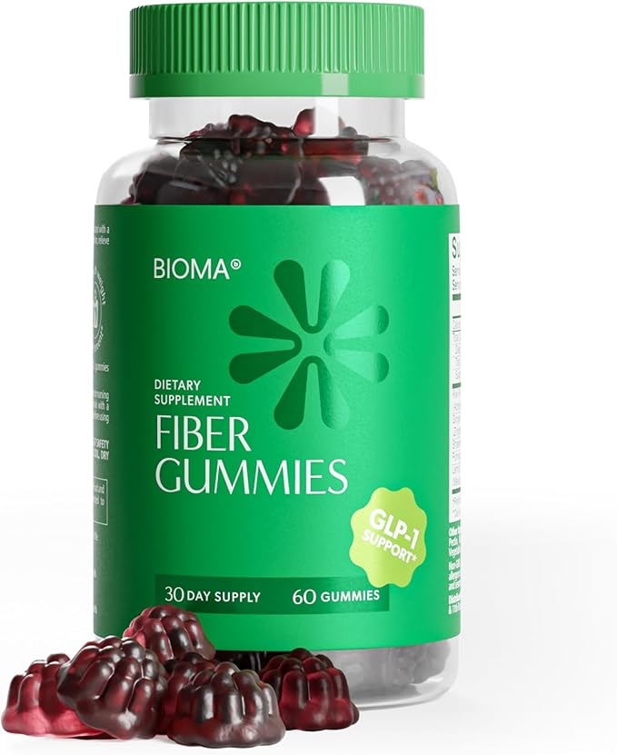 Fiber Gummies for Women - Natural GLP-1 Support with Kiwi, Pomegranate & Ginger - Sugar Free Digestive Health Supplement, Prebiotic FOS Fiber - Vegan & Gluten Free (60 Gummies - 30 Day Supply)