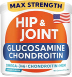 Glucosamine for Dogs Hip & Joint Supplement - Chondroitin, Omega-3, MSM - Joint Health & Pain Relief - Senior & Large Dogs - Made in USA - 120Ct