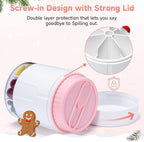 Daviky Pill Bottle Organizer, Supplement Organizer with 7 Large Compartments, Travel Pill Dispenser Round Pill Box with Two Lids（Pink