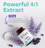Organic Vitex Chasteberry Supplement for Women - High Strength Chaste Tree Berry Extract Supports Hormone Balance for Women from PMS to Menopause - Filler Free Vegan & Non-GMO (4 Month Supply)