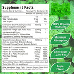 Chlorophyll Gummies - Super Green 13 in 1 with Ashwagandha Vitamin C Zinc & Copper for Body Odor, Skin Energy Immune Support Deodorant for Women - 60 Count