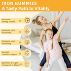 Iron Gummies with Multivitamin for Adults & Kids – Packed with Vitamin B6, B12, C, Zinc, and Folate – for Blood Health & Energy Boost – Pineapple Flavor, Vegan-Friendly, 60 Gummies
