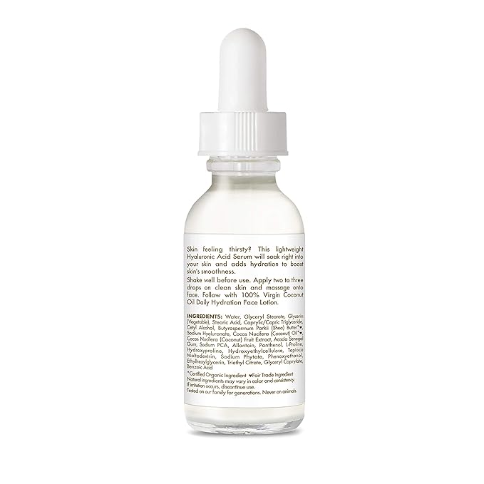 SheaMoisture Hyaluronic Acid Serum for Dry Skin 100% Virgin Coconut Oil Paraben Free Face Serum 1 fl oz