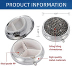Cute Pill Organizer,Mini Pill Case,Diamonds Pill Boxes Containers,Medicine Organizer Box, Vitamin Chill Pill Pouch(Gray)