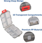 Pill Case (3 Pack) - Portable Small Supplements Tablet Container Box with 10 Compartments - Medicine Capsule Vitamin Fold Flip Organizer Dispenser Holder Storage for Travel Trip Pocket Purse