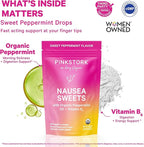 Pink Stork Organic Peppermint Sweets for Morning Sickness and Motion Sickness Support, Added Vitamin B6, 1st Trimester Pregnancy Must Haves - 30 Wrapped Peppermint Candies