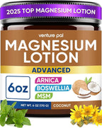 Magnesium Lotion with Arnica, MSM & Boswellia – Cooling Magnesium Cream – Lightweight Moisturizing Lotion for Legs & Feet – Safe for Kids – 6 fl oz