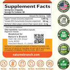Turmeric Curcumin Supplement 2600mg | Organic Turmeric Powder - 95% Curcuminoids, 200 Capsules - Extra Strength for Joint Support with Black Pepper - High Absorption, BioPerine Extract, Vegan Pills