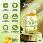 Calcium Citrate 1200mg with Vitamin D3, Calcium Gummies for Women, Calcium Supplements for Bone, Muscle, Immune Support, Sugar Free, Pineapple Flavor - 60 Gummies