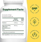 Vegan Vitality Vegan Omega 3 Supplement - 60 Plant Based Algae Oil Soft Gels Essential Fatty Acids with Vegan DHA for Joint, Heart & Immune Support Without EPA