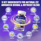 30mg Melatonin Gummies Supplement: Extra Strength Plus Magnesium Ashwagandha L-Theanine Chamomile Valerian GABA Vitamins B6 B12 D3 for Natural Zzz - Sugar Free for Nighttime Adults(120Count)