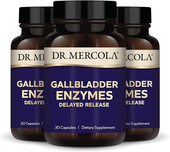 Dr. Mercola Gallbladder Enzymes - Gallbladder & Digestive Health Support - Includes Pancreatic Protease, Amylase & Lipase - Non-GMO, Gluten-Free & Soy-Free - 90 Delayed Release Capsules (90 Servings)