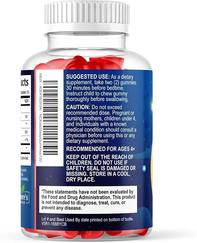 Nature's Choice Kids Sleep Gummies - 2mg Melatonin Per Serving - Children's Sleep Gummy, Non-Habit Forming, Works with Natural Sleep Cycle, Calm & Drug-Free, Tasty Natural Berry Flavor, 120 Gummies