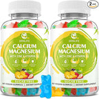 Calcium Magnesium Zinc Supplement with Vitamin D3, Sugar Free Calcium Gummies for Women Men, High Potency Magnesium Gummies for Bone & Muscle & Immune Health, Mixed Flavors - 120 Count