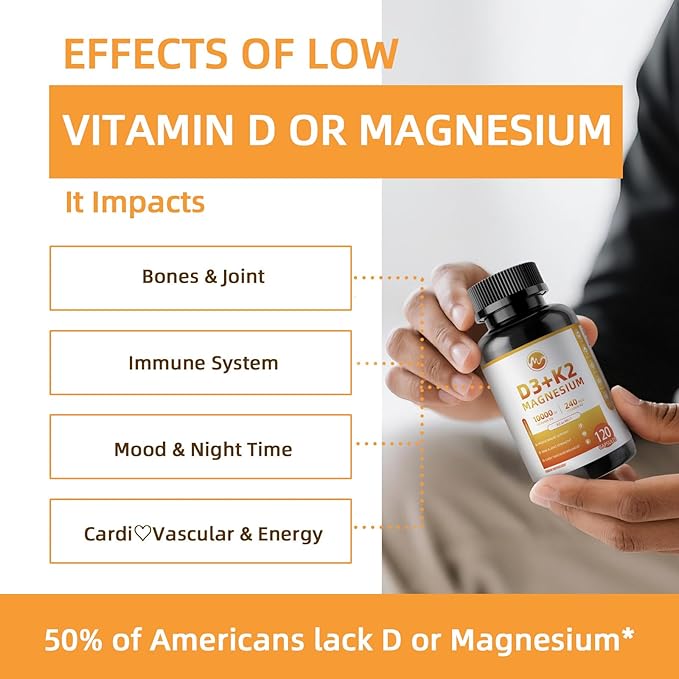 M inch Vitamin D3 K2 with Magnesium, Vitamin D3 10000 IU, Vitamin K2 MK-7 240 mcg, 6-in-1 K2 D3 Vitamin Supplement with Quercetin for Bone, Immune & Moo*d Support, Highly Bioavailable, 2 Packs
