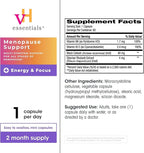 vH essentials Menopause Energy & Focus Support 60 Capsules – Multi-Symptom Support for All-Stages of Menopause: hot Flashes, Night Sweats, Mood Swings, Fatigue & Brain Fog