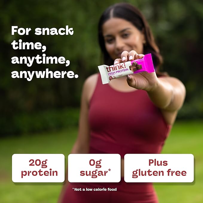 think! Protein Bars, High Protein Snacks, Gluten Free, Kosher Friendly, Chocolate Fudge, Nutrition Bars, 2.1 Oz per Bar, 10 Count (Packaging May Vary)