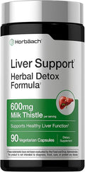 Horbäach Liver Support | 600 mg Milk Thistle | 90 Vegetarian Capsules | Herbal Detox Formula | Non-GMO, Gluten Free