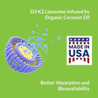 UpNourish Liposomal D3 K2 Vitamin 10000 IU D3 and K2 MK-7 200 mcg - 365 Vitamin D3 k2 (Vitamina D3 con K2) Mini Softgels - Easy to Swallow K2 D3 Vitamin Supplement