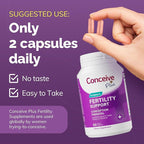 CONCEIVE PLUS Womens Fertility Support – Prenatal Multivitamin for Trying to Get Pregnant – Conception Blend, Hormonal Balance, Folate, Zinc, Thiamin, Riboflavin, Biotin – Non-GMO, Vegan – 30 Days