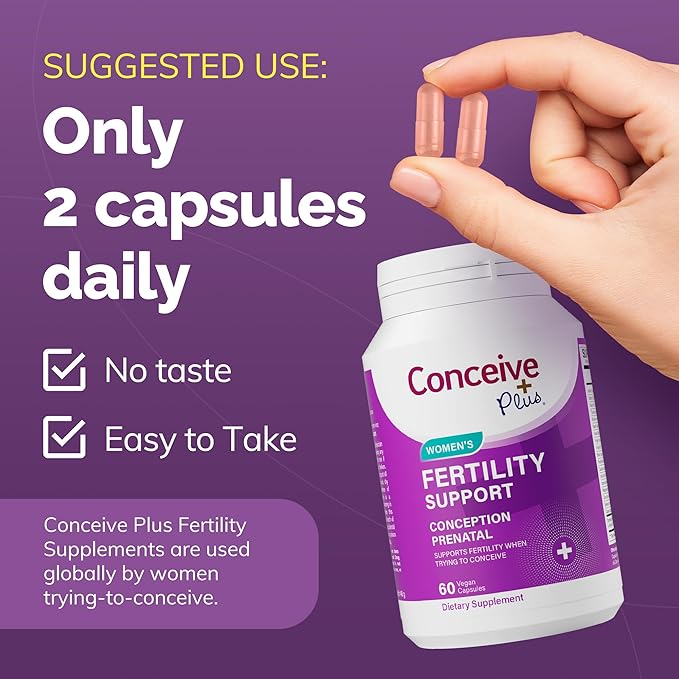 CONCEIVE PLUS Womens Fertility Support – Prenatal Multivitamin for Trying to Get Pregnant – Conception Blend, Hormonal Balance, Folate, Zinc, Thiamin, Riboflavin, Biotin – Non-GMO, Vegan – 30 Days
