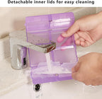 FYY Daily Pill Organizer,7 Compartments Portable Pill Case Travel Pill Organizer,[Folding Design] Large Pill Box for Purse Pocket to Hold Vitamins,Cod Liver Oil,Supplements and Medication-Clear Purple