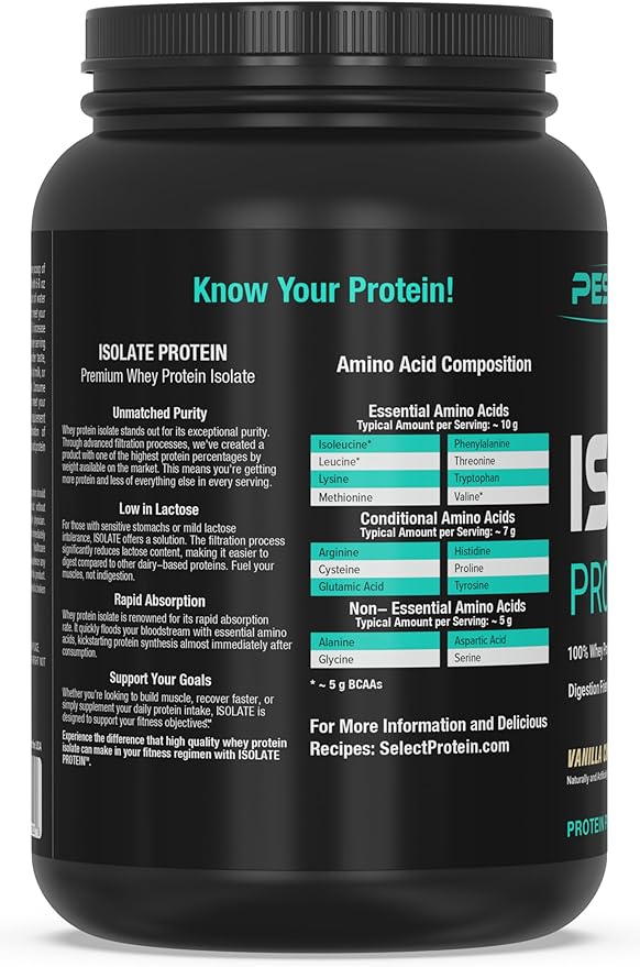 PEScience Isolate Whey Protein Powder, Vanilla Cupcake, 27 Servings, 100% Whey Protein Isolate, Low Carb, Fast Absorbing Post Workout Shake for Men and Women