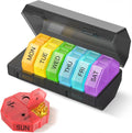 Weekly Pill Organizer 4 Times a Day, Large Pill Box 7 Day Daily Pill Case with 28 Extra Large Compartments Portable Travel Pill Container Big Medicine Organizer for Supplement Vitamin (Rainbow)