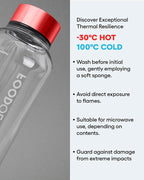 FOODOLOGY Bottle for Drink Mix (Red, 16.9fl oz) - Leak Proof, Lightweight, Durable Sports Water Bottle. Reusable for Gym, Outdoor, Travel. BPA Free, Clear Beverage Container with Marker