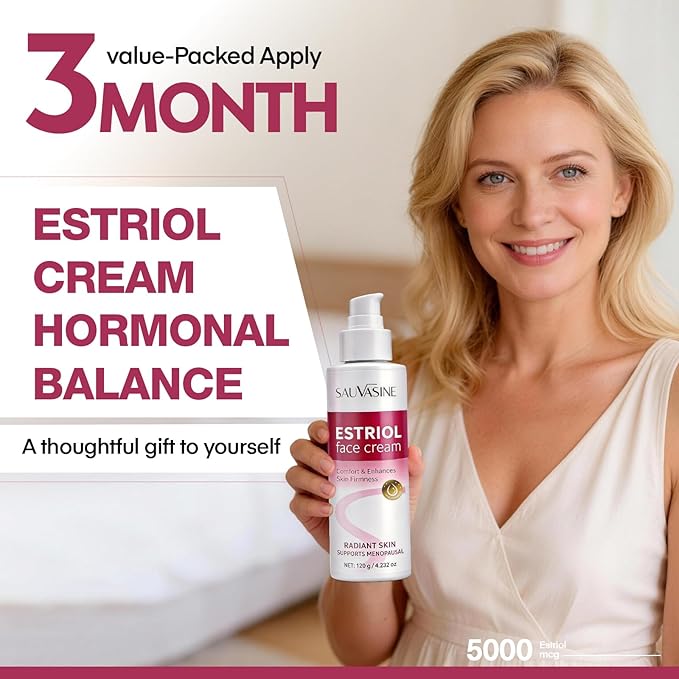 Bioidentical Estriol Face Cream for Women – Natural Estrogen Moisturizer with Wild Yam, Helps Hydrate, Firm & Revitalize Skin– 4.25 oz (3-Month Supply)