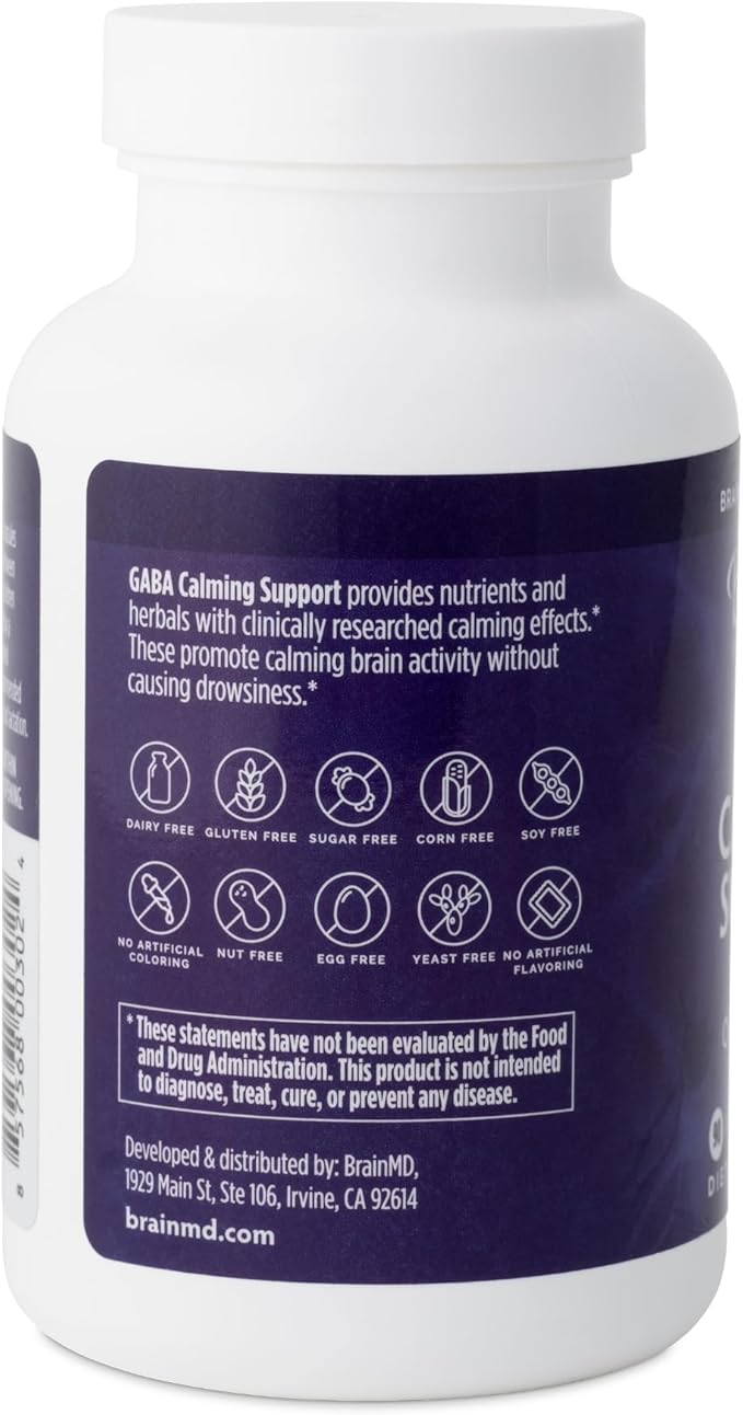 BRAINMD Dr Amen GABA Calming Support - 90 Capsules, Pack of 2 - Promotes Relaxation - Contains Magnesium, Vitamin B6 & Lemon Balm - 180 Total Servings