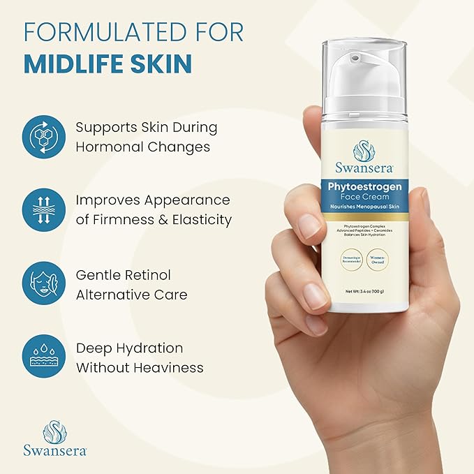 Phyto Estrogen Face Cream - Hydrating Moisturizer - Dermatologist Recommended with Wild Yam, Bakuchiol, Peptides & Ceramides - Nourishing Skin Care for Perimenopause & Mature Skin