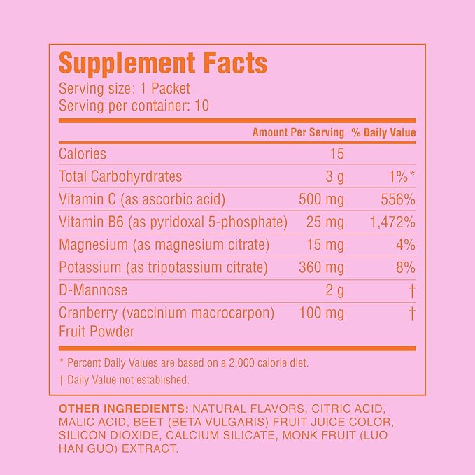 Cheeky Bonsai, Urinary Health Hydration Packets, Flush & Protect the Urinary Tract with D-Mannose, Cranberry & Electrolytes, Lemonade Flavor (10 Packets) No Added Sugar, Vegan and Gluten-Free