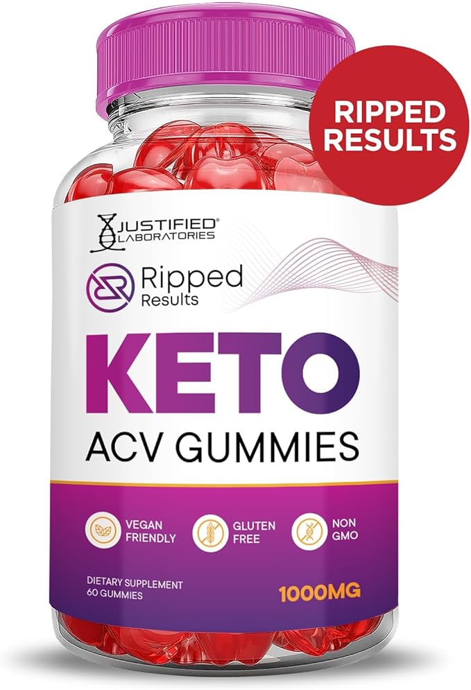Justified Laboratories Ripped Results Keto ACV Gummies Advanced Formula 1000MG Ripped Results Keto Gummies Apple Cider Vinegar Formulated with Pomegranate Beet Juice Powder B12 Vegan Non GMO 60 Gummys