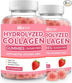 Sugar Free Collagen Gummies for Women, Collagen Protein Type I,II,III,V,X with Biotin Vitamin C D B12, Hydrolyzed Collagen Peptides Gummies for Immune Digestion Skin Hair Nails Energy Bone