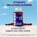 Vitamatic Melatonin 10 mg Vegetarian Gummies – Non-Habit Forming – 60 Gummies per Bottle – 2-Pack (Total 120 Vegan Gummies)