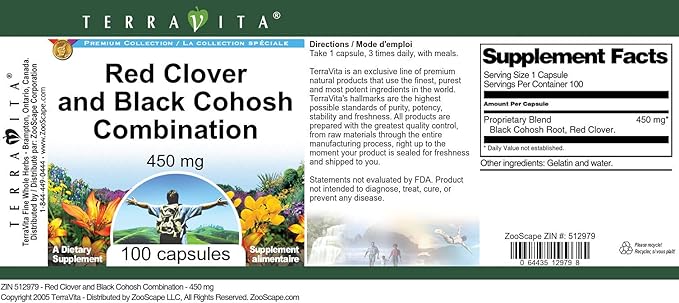Red Clover and Black Cohosh Combination - 450 mg (100 Capsules, ZIN: 512979)