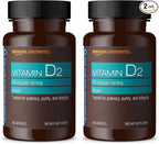 Amazon Elements Vitamin D2 2000 IU, Vegan, Supports Strong Bones and Immune Health, 2 Month Supply (Packaging May Vary), 65 Capsules (Pack of 2)
