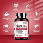 NATURE TARGET CoQ10-400mg with PQQ, Omega-3s & L-Carnitine, High Absorption Coenzyme-Q10 with BioPerine, Supports Heart, Brain, Immune System, Energy Production, 120 Servings