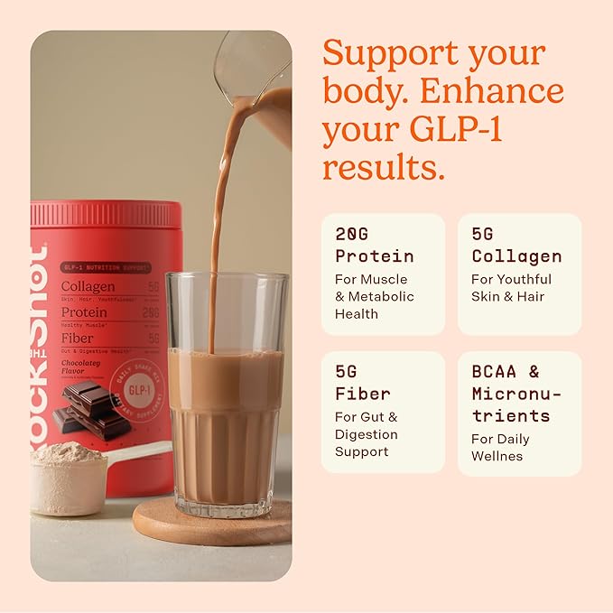 GLP-1 Nutritional Support Supplement, Chocolate 21.9oz – Protein & Vitamin Doctor-Designed Daily Shake for GLP1 Users with Fiber, Collagen & BCAAs, Helps Maintain Nutritional Balance, 2 Pack