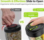 AUVON Portable Pill Dispenser to Store 7 Various Supplements, Travel Pill Organizer Bottle with Anti-Mixing Design, Arthritis-Friendly Pill Container with Wide Opening & Slider Lid, 20 Blank Stickers