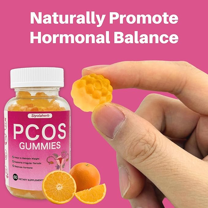 PCOS Vitamins Gummies for Women Hormone Balance & PCOS Relief & Fertility Support, 60 Ovarian Support Vitamins with Inositol for Healthy Menstrual Cycle, Inositol Gummies for Hirsutism and Acne