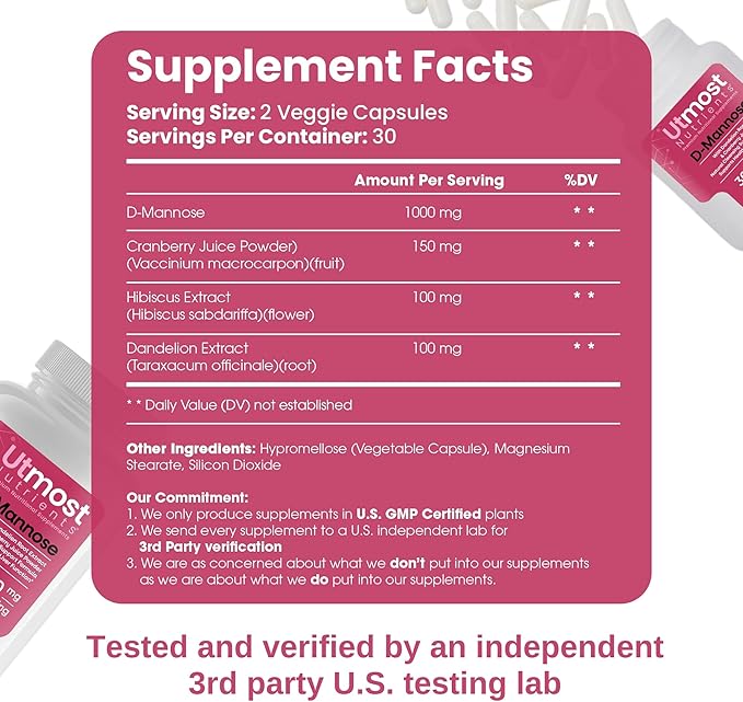 Urinary Defense D-Mannose Supplement - Urinary Health for Women - Optimized Clinical Strength Formula Cleanses, Flushes and Rebuilds The Urinary System