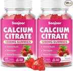 2 Pack Calcium Citrate Gummies 1200 mg - High Absorption Calcium for Strong Bones, Muscles & Immune Support - Vegan, Non-GMO, Natural Strawberry Flavor, 120 Count